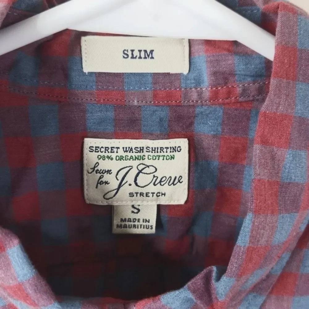 NEW J. Crew Mens Slim Fit Organic Cotton Checkerboard Print LS Button Down Sm